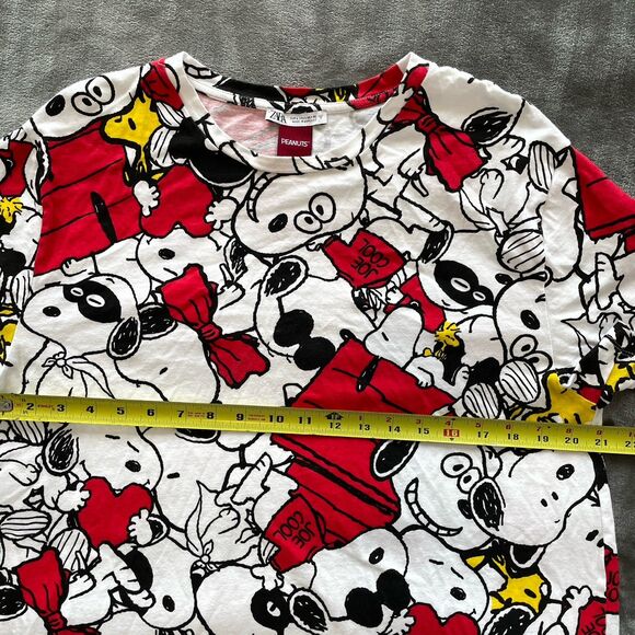 Zara x Peanuts Tshirt Mini Dress Cotton Short Sleeve Snoopy Womens Large - Picture 10 of 11